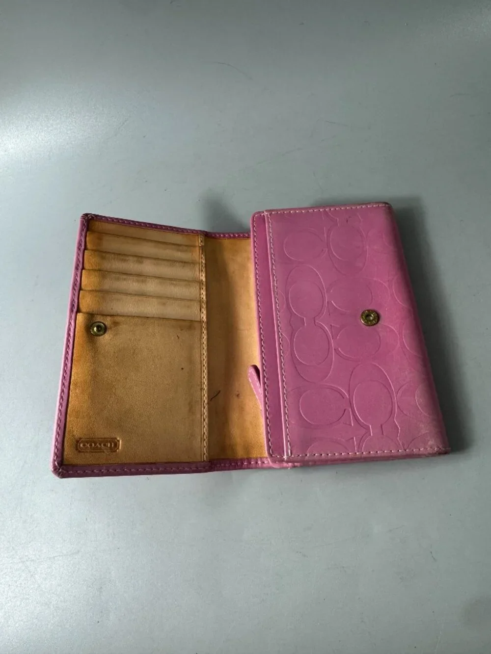 Coach Bifold Pink Leather Signature Wallet